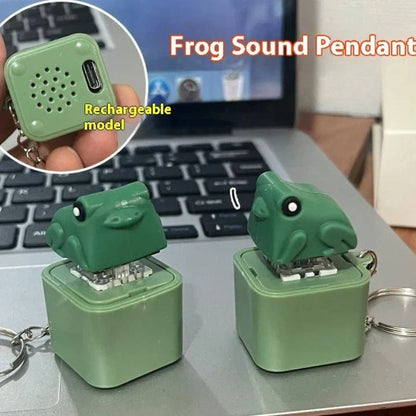 Funny Frog Duck Keychain | Rechargeable Clicker Sound Keyring with LED Light for Stress Relief