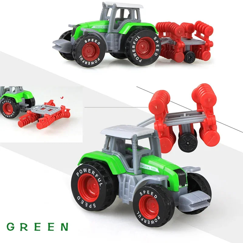1pc Véhicule de ferme moulé sous pression Tracteur Voiture d'ingénierie Tracteur Jouets Modèle Mini Voiture Modèle de voiture d'ingénierie pour Enfants Cadeau de Noël