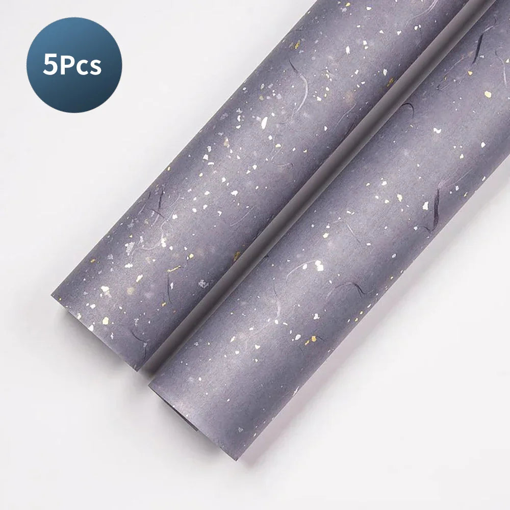 Floral Wrapping Paper Set | 5 Sheets with Gold and Silver Sparkles