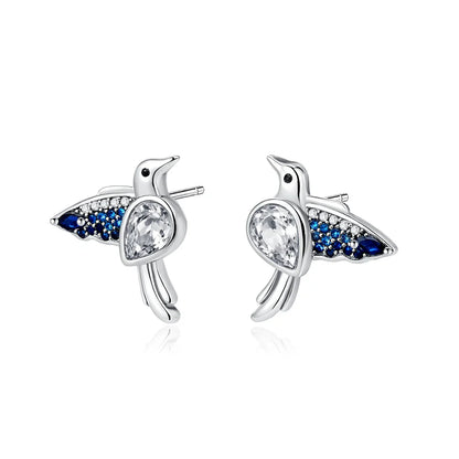 925 Silver Heart Butterfly Zircon Stud Earrings | Elegant Charm Jewelry Gift
