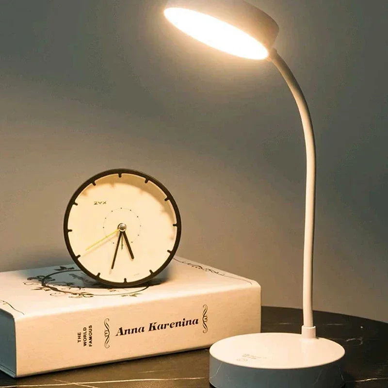 Portable LED Desk Lamp USB Battery Table Light 3-Color Stepless Dimming Eye Care