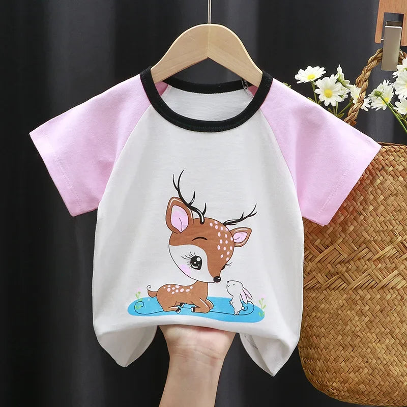 Kids Cartoon Cotton T-Shirt – Soft Summer Tee for Babies and Toddlers, Unisex Casual Top