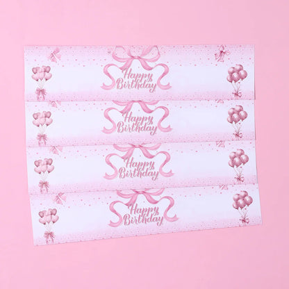 Pink Bow Bottle Stickers Happy 1st Birthday Party Decoration Kids Girl Wedding Birthday Party Supplies Favors Baby Shower Decor
