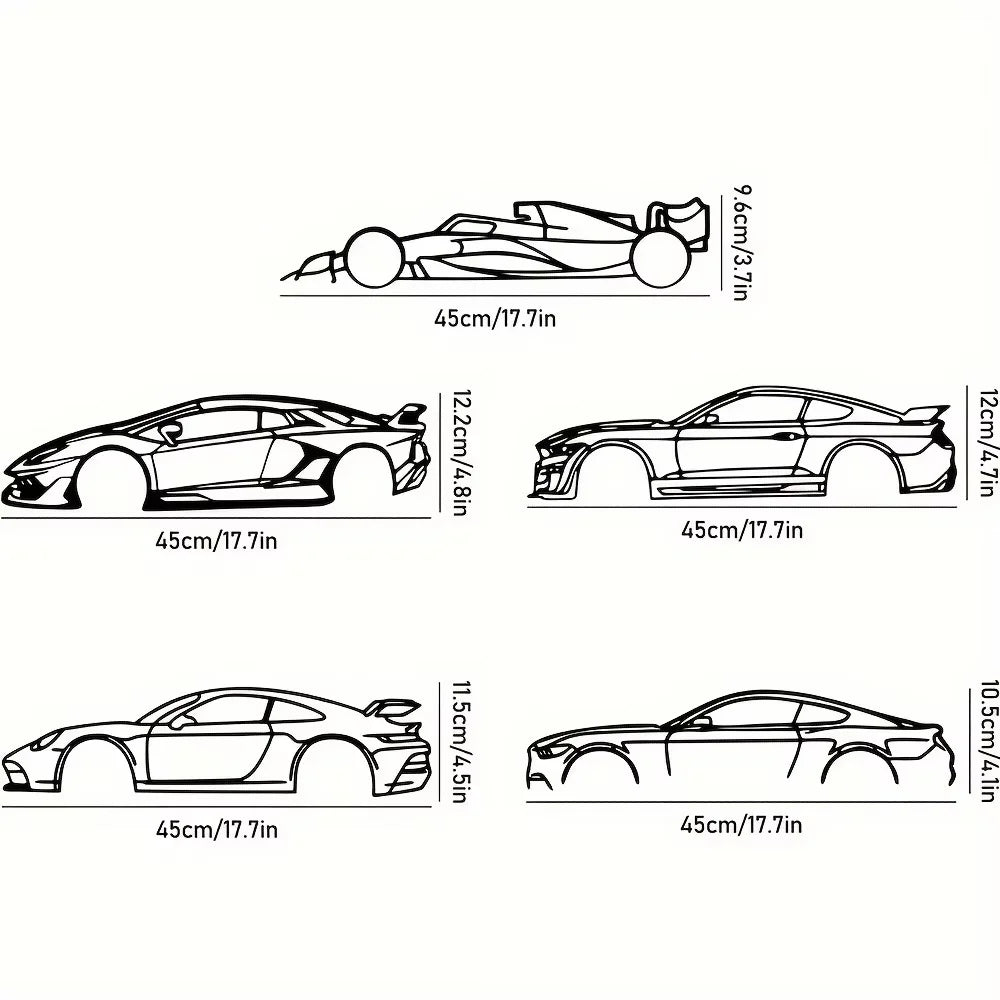 Ligne métallique décorative « Hot Border », spécialement conçue pour les passionnés d'automobile souhaitant créer des présentoirs muraux.