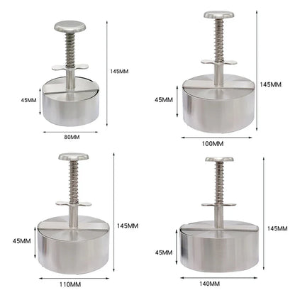 304 Stainless Steel Hamburger Meat Press Patty Maker Round Non-Stick Thickness Adjusted outdoor picnic Kitchen Beef Rice BBQTool