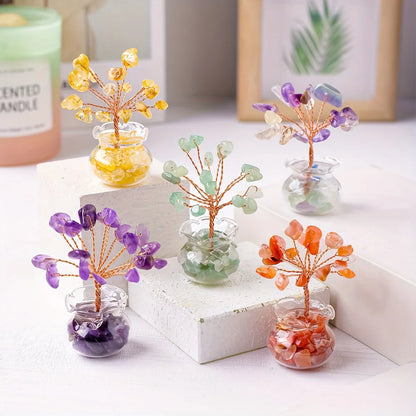 Arbre en gravier de cristal d'améthyste : Fil de cuivre fait main, Pierres de guérison, Décoration miniature pour la maison, méditation, décoration