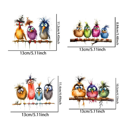 Funny Cartoon Bird Window Stickers | Self-Adhesive PVC Home Decals