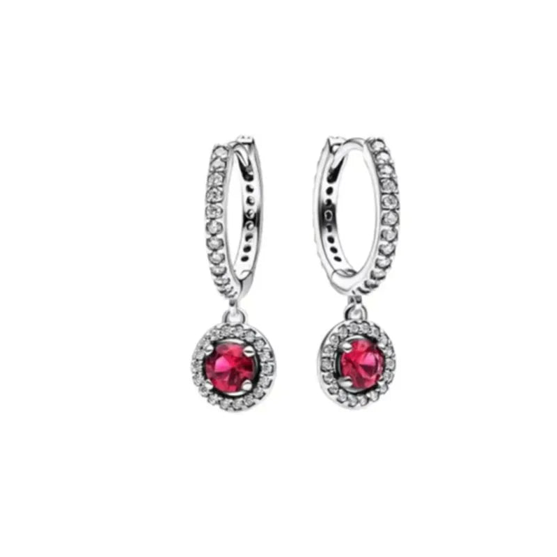 925 Silver Heart Stud Earrings | Pink Red Multi-Color Crystal Jewelry