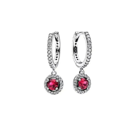 925 Silver Heart Stud Earrings | Pink Red Multi-Color Crystal Jewelry