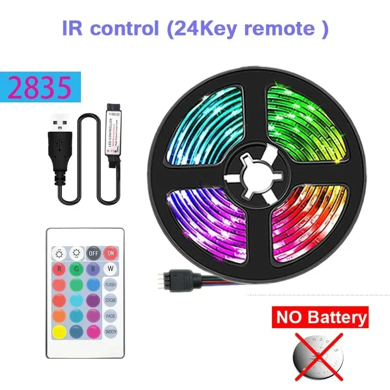 USB LED Strip Lights 2m 60 LEDs/m with Remote | RGB Backlight for Home Decor