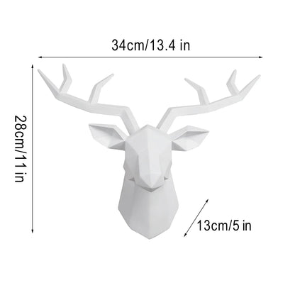Escultura de cabeza de ciervo, estatua de animal, figuritas, adorno de pared, alce creativo, arte, cornamentas, estatuilla para decoración de oficina, montaje en pared