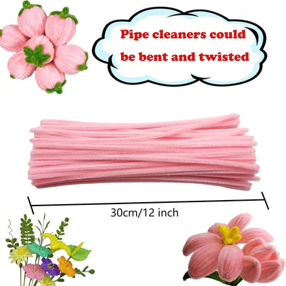 100pcs Pink Pipe Cleaners | Chenille Stems for Crafting