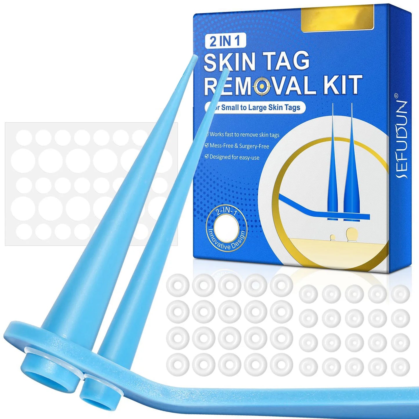 Kit 3-en-1 indolore pour l'élimination des acrochordons | Stylo de suppression des acrochordons, grains de beauté, acné et verrues avec cotons-tiges nettoyants