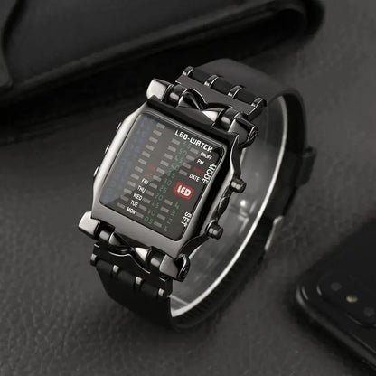 Binary Led Watch | Creative Waterproof Business Electronic Watch for Men with Luminous Display and Date Time