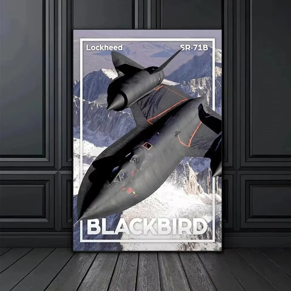 Toile d'art mural classique Avions du monde Avion de chasse F16 Blackbird Affiche imprimée HD Salon Chambre Photos décoratives