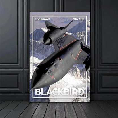 Toile d'art mural classique Avions du monde Avion de chasse F16 Blackbird Affiche imprimée HD Salon Chambre Photos décoratives
