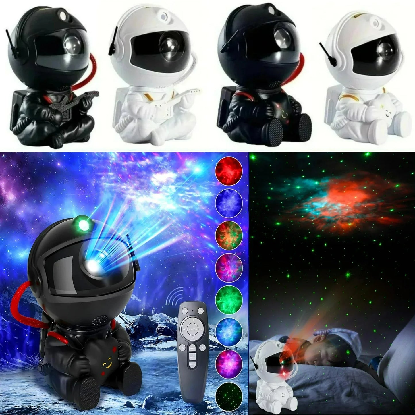 Projecteur d'étoiles Veilleuse galaxie Projecteur spatial astronaute Lampe LED de plafond nébuleuse étoilée pour Chambre Décoration Maison Cadeau Enfants