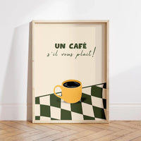 Un Cafe S'il Vous Plait French Cafe Wall Art Print Canvas Painting Poster Picture For Kitchen Living Room,Bedroom Home Decor
