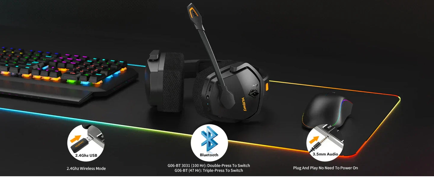 Casque de jeu sans fil NUBWO G06 Bluetooth 5.3 PS5 PC avec suppression du bruit