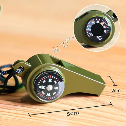 3-in-1 Compass Whistle Thermometer | Portable Outdoor Survival Tool