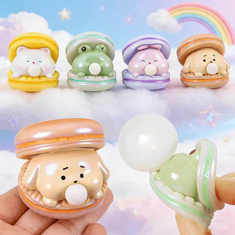 Creative Spit Bubble Burger Squishy Toy | Cute Cartoon Stress Relief and Desk Decor