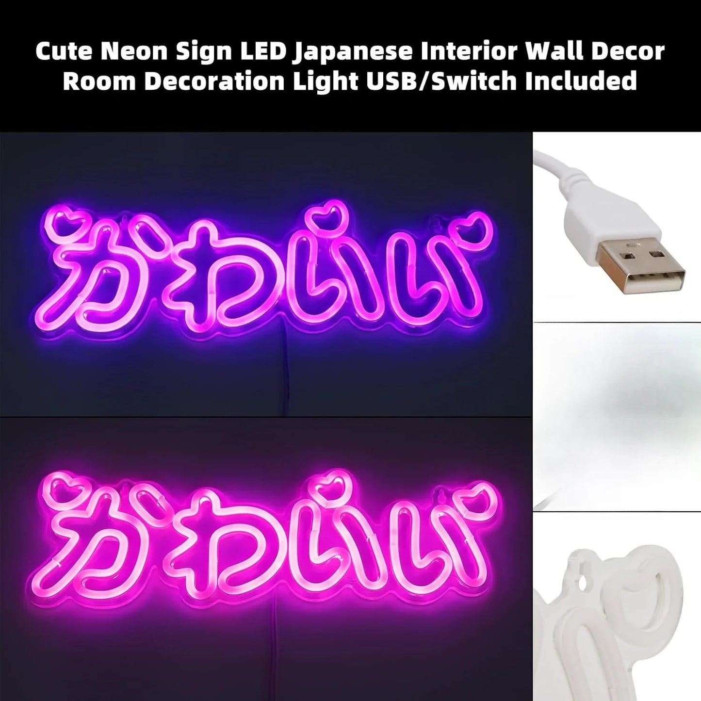 Mignon Néon LED Japonais Lumière Néon Rose Style Japonais Intérieur Néon pour Chambre Fille Bar Salon de Beauté Décor Cadeau d'Anniversaire
