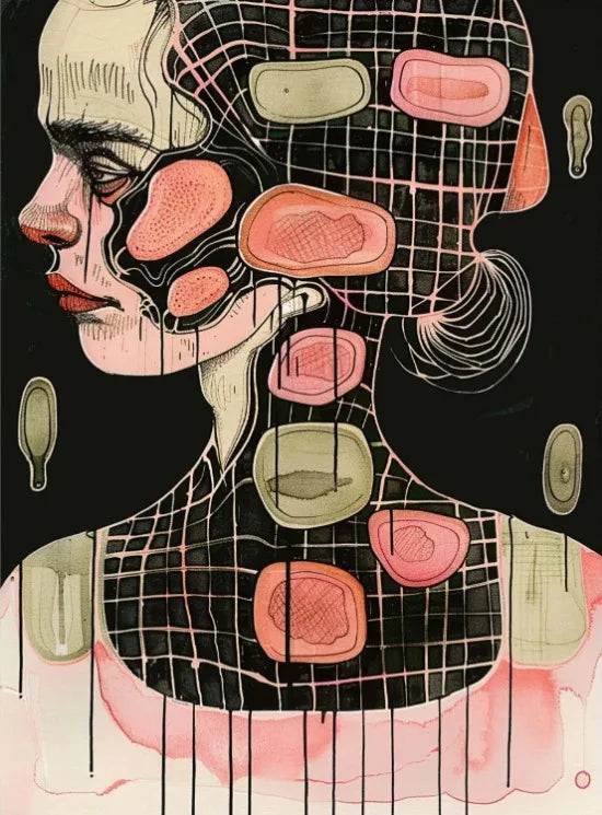 Tableau mural en toile « Grid Addiction » Art surréaliste Belle et unique impression de peinture Art mural abstrait moderne surréaliste Décoration murale en toile