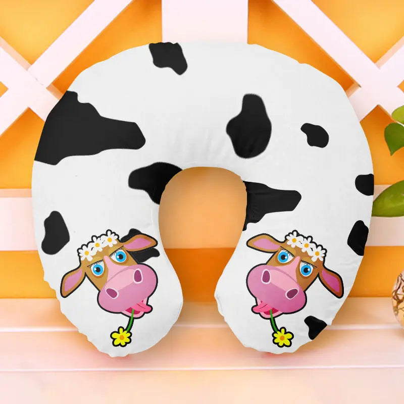 U Shaped Inflatable Neck Pillow | Fun Travel Cushion with Frog Strawberry Rainbow Design
