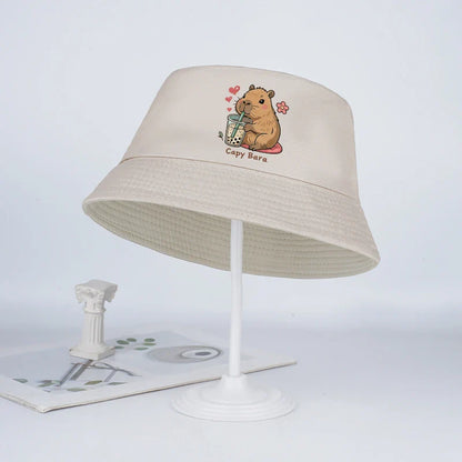 Kids Capybara Fisherman Hat | Cute Cartoon Sun Hat for Toddlers