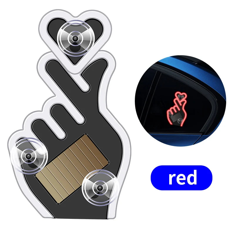 Solar Heart Shaped LED Ambient Light | Solar Powered Car Window Neon Light