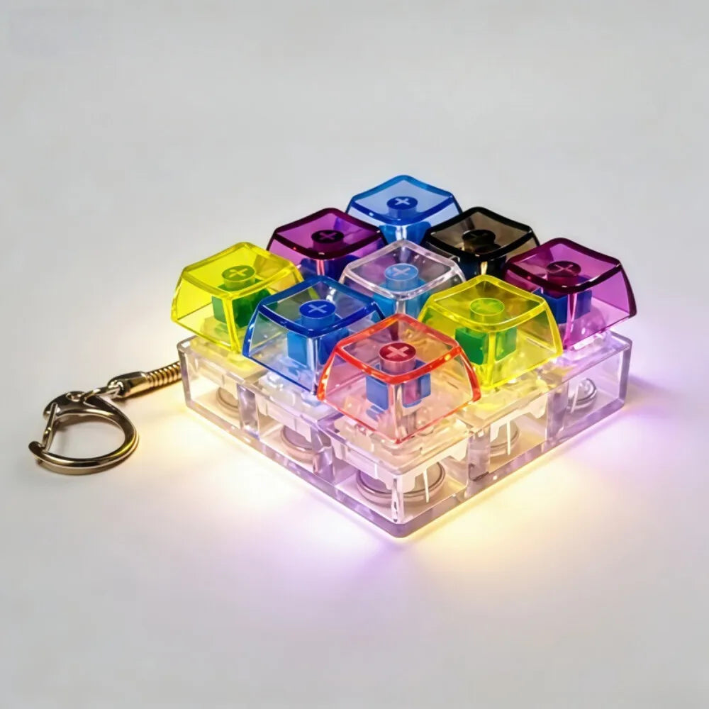 Crystal Clicker LED Keyboard Keychain | Stress Relief Fidget Toy for Adults and Kids