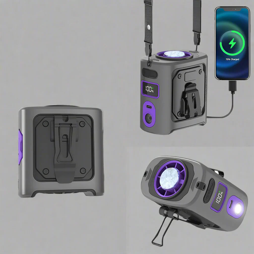 Compagnon Rafraîchissant | Ventilateur de Ceinture Portable avec Batterie 8000 mAh | 100 Vitesses Réglables pour un Confort Optimal