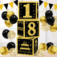 Black and Gold 18th 30th Birthday Box Birthday Party Decorations for Home Birthday Box Happy BIrthday Baby Shower Party Supplies