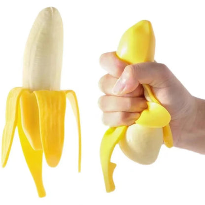 Peeled Banana Stress Ball | Cute Fruit Squishy Fidget Toy for Anxiety Relief