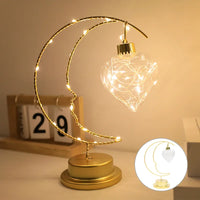 Moon Star LED Night Light Heart Iron Decor Indoor Lamp Gift Bedroom Ornament