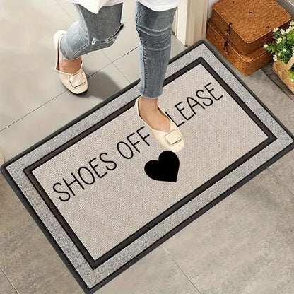 Alfombra estampada VIKAMA ZAPATOS FUERA POR FAVOR, resistente a la suciedad y fácil de limpiar, felpudo para pasillos y entradas de dormitorios, decoración del hogar