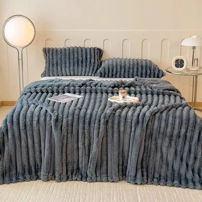 Solid Color Thickened Wide Striped Multifunctional Blanket, Can Be Used As Bed Sheet Cover Blanket, Nap Blanket, Pet Blanket