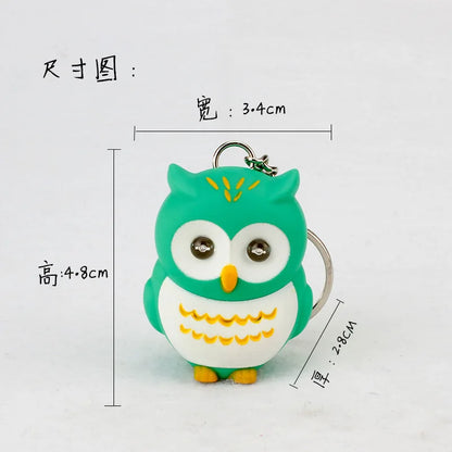 LED Owl Keychain with Sound and Light | Cute Bag Pendant for Keys