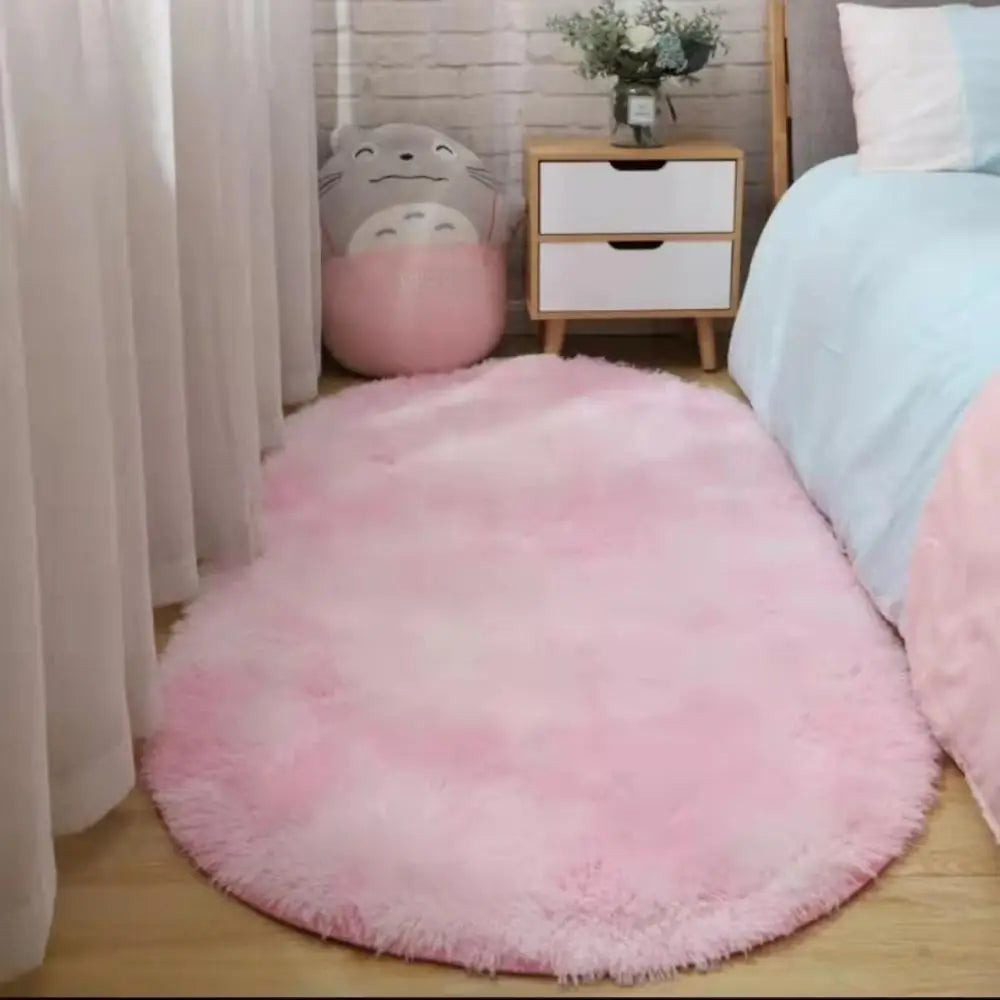 Alfombra suave de cabecera VIKAMA, alfombra ovalada para niñas para dormitorio, alfombra para sala de estar, alfombra cálida de invierno, felpudo, decoración del hogar