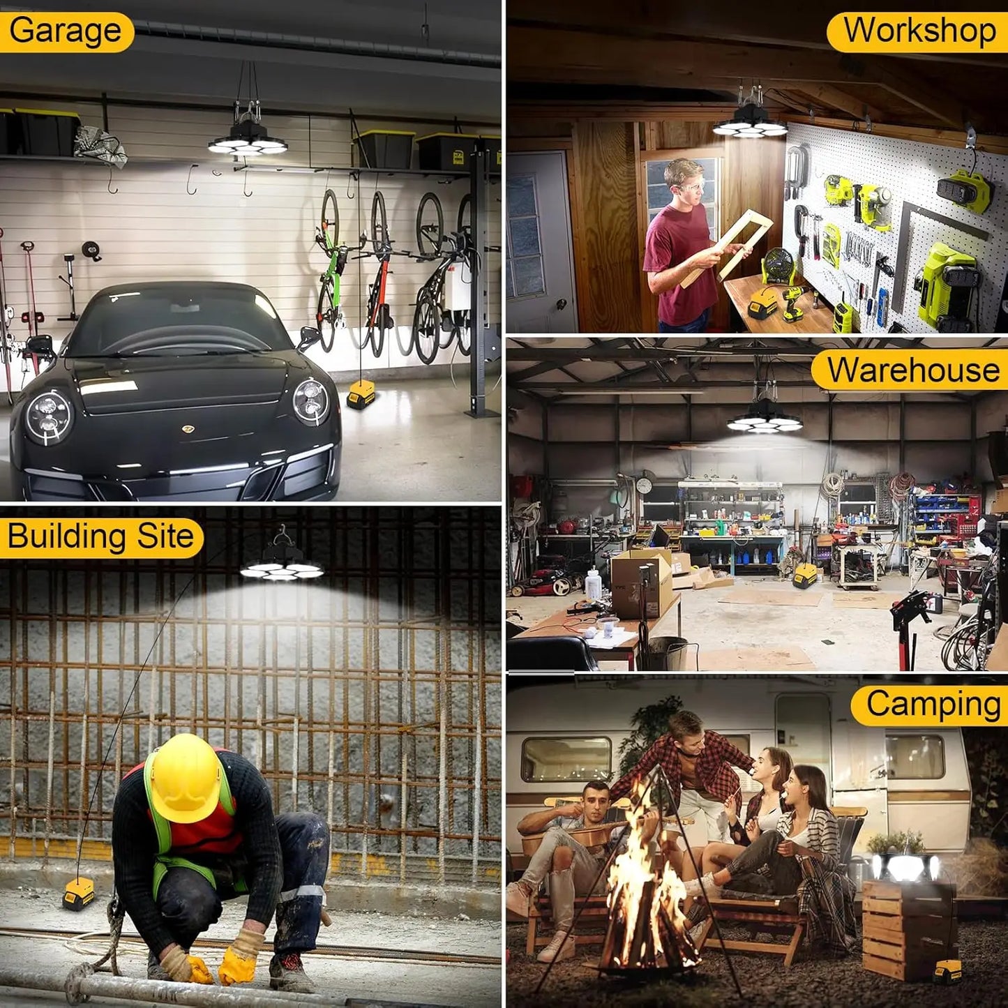 Battery Operated LED Work Light 20V Outdoor Camping Garage Emergency Floodlight