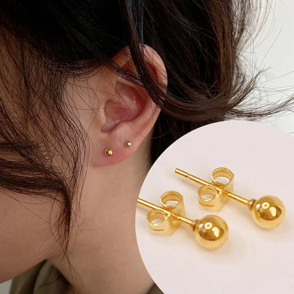 3-7mm Round Ball Stainless Steel Stud Earrings | Unisex Fashion Jewelry Gift