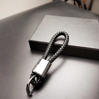 Hand-woven Leather Car Key Ring | Premium Rope Keychain for Men and Women