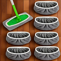 2 colors optional. 4 high-quality reusable mop pads: washable, durable, for dry & wet use, highly absorbent.