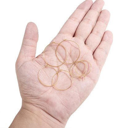20-Piece Gold Stainless Steel Hoop Earring Wires | Bulk Jewelry Making Supplies