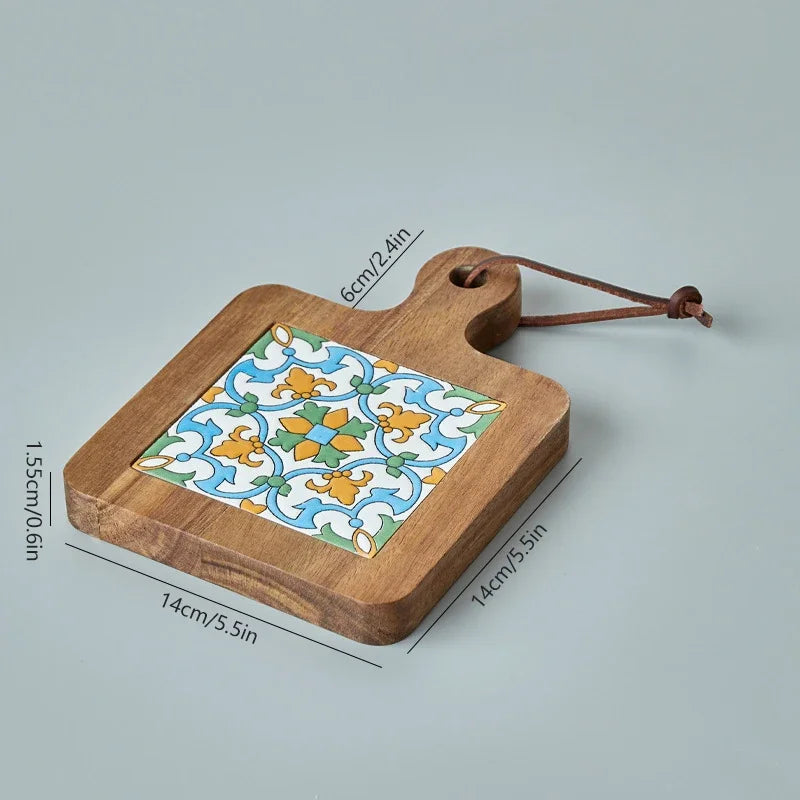 Tapis de protection anti-brûlure en bois créatif pour pots, sous-verres, dessous de plat en bois, cadre pour théières chaudes, dessous de tasse antidérapant.