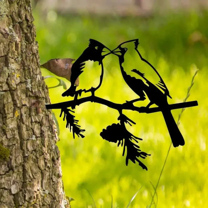 Décoration de jardin en métal - Silhouette de corbeau et de hibou en acier, sculpture artistique, décoration de jardin extérieure résistante aux intempéries