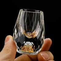 Luxury Crystal Glass Vodka  Sake Shochu Glass Bar Liqueur Double Bottom Gold Foil Glass Tea Cup High-end Gifts Hard Liquor