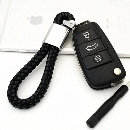 Detachable Leather Car Keychain | 360 Degree Rotating Metal Key Ring for Honda Audi BMW