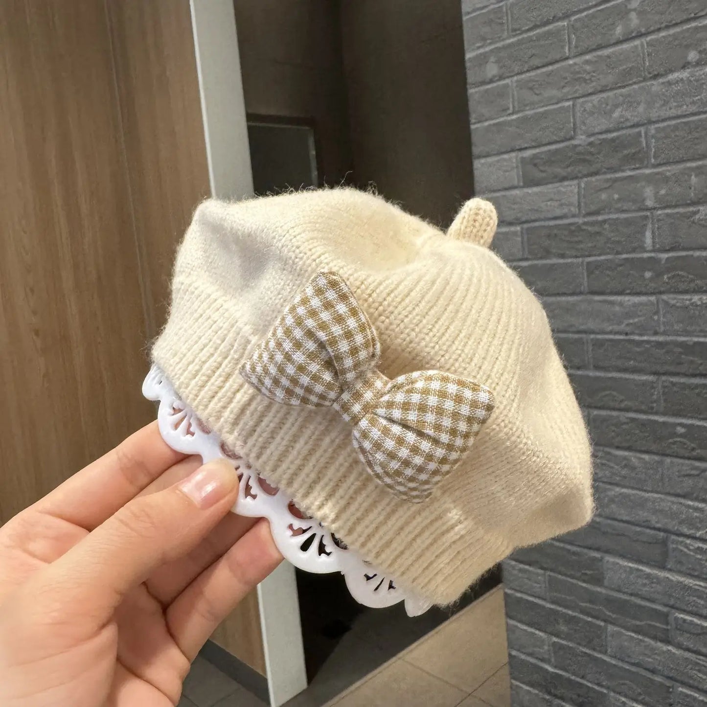 Kids Knitted Beret with Bow | Winter Hat for Baby Girls and Toddlers