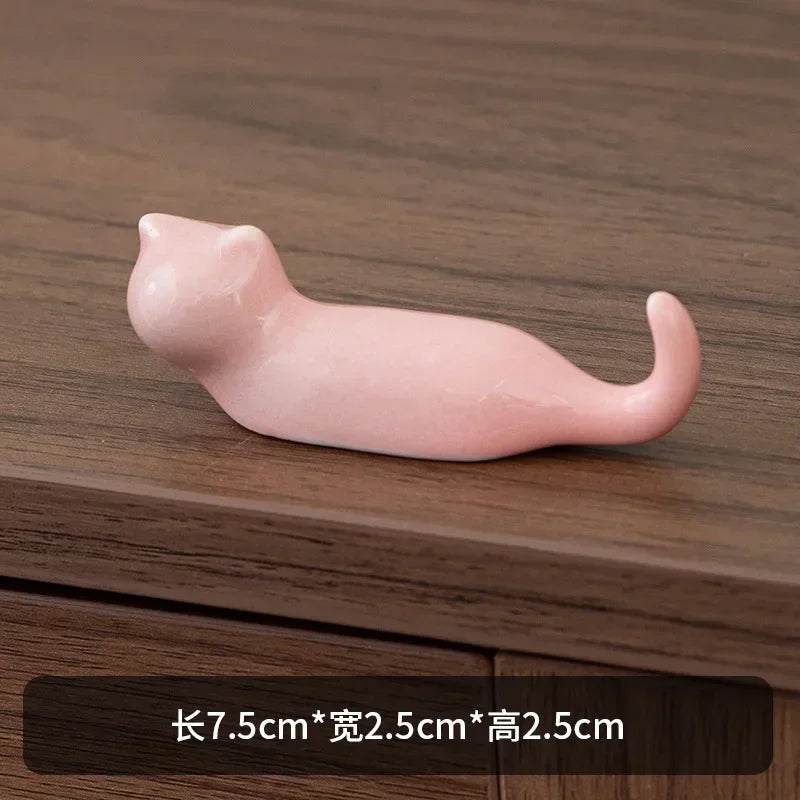 Support de Baguettes en Céramique Style Japonais avec Motif de Chat Mignon, Repose-Baguettes, Porte-Baguettes, Vaisselle, Support de Cuillère